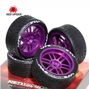 Bộ Lốp Xe RC Drift RED SPIDER 4 Chiếc Tỷ Lệ 1/10 Mâm Kim Loại Lốp Dành Cho Drift Đường Trường Bộ Nâng Cấp D5 TT02 Cho Xe RC Drift Touring
