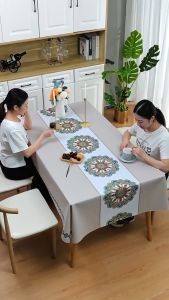 HHarbour ผ้าปูโต๊ะคลุม กันน้ำและกันเปื้อน ทำความสะอาดง่าย ลายมินิมอล 1.4*1.4/1.4*1.8m