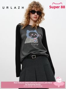 URLAZH | Stylish Kitten Embroidery Long-sleeved T-shirt