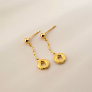 Chow Sang Sang 周生生 999.9 24K Pure Gold Essence Peace Knot Earrings for Women 96433E Price-by-Weight 4.11g Gold