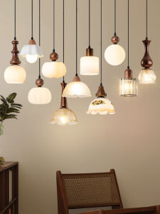 Simple Vintage Single Head Hanging Lamp Bedroom Main Bedroom Small Chandelier Fish Line Type LED Light for Bedroom And Study