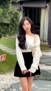 Áo Thun nữ Gân Sóng Dài Tay Vải Mềm Form Rộng Cổ Tròn