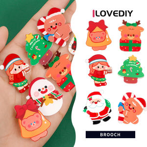 [ILOVEDIY] Cartoon Christmas Brooch Primary School Student Christmas Small Gift Decoration Badge Acrylic Clothing Accessories Childrens Pin