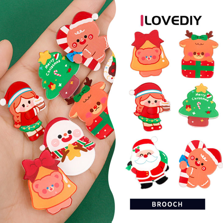 [ILOVEDIY] Cartoon Christmas Brooch Primary School Student Christmas Small  Gift Decoration Badge Acrylic Clothing Accessories Children's Pin | Lazada  Singapore