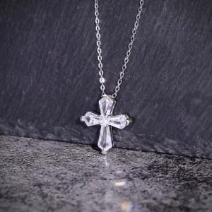 Huitan Crystal Cross Necklace for Women Luxury Trendy Female Wedding Party Neck Accessories Gift Statement Jewelry Drop Shipping