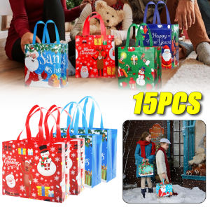 15PCS Christmas Gift Bag Christmas Gift Organiser Gift Wrapping Bag Candy Bag Tote Bag Childrens Gift Christmas Decoration