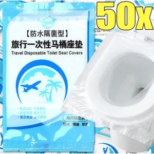 50Pcs Disposable Toilet Seat Cover for Pregnant Baby Mom Portable Travel Safety Toilet Seat Paper Pads Independent Packaging Waterproof Cushion