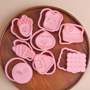 Hand Pressed Sugar Cookie Stamp Cake Shape Toast Sandwich Mold Baking DIY Kitchen Tools Cartoon Style PP Material