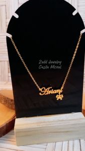 Kalung Titanium Ukir Nama Warna Silver dan Emas Tahan Lama Anti Karat Cocok untuk Anak Anda Tercinta
