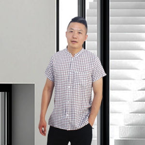 Summer Artificial Cotton Short-Sleeved Shirt Men Faux Silk Middle-Aged Shirt Dad Cotton Loose Shirt plus Size Thin