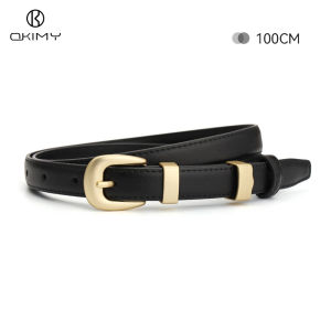 OKIMY Fashion Women Belts Retro Belt Elegant Slim Belt Soft Second-layer Cow Leather Belt Adjustable Girls Ladies Long Straps Waistbands Dress Coat Alloy Buckle Leisure Belt