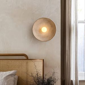 JOYINLED Retro Round Wall Sconce Wabi Sabi Textured Art Sconce Light for Living Room Bedroom Bedside Background Decoration Light