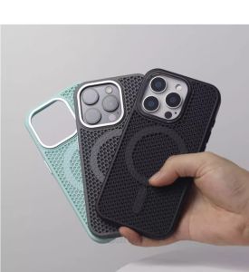 Sanptoch For Magsafe Premium Cooling Phone Case For iPhone 16 15 14 13 Pro Max Soft TPU Edge + Hard PC Back Cover For iPhone 16 Pro Max Non-slip Heat Dissipation Shockproof Protective Casing with Alloy Lens Ring