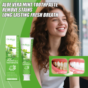 oralhoe | Aloe Vera Mint Toothpaste Remove Stains Yellow Teeth Soothe Gum Discomfort Lasting Fresh Breath Professional Clean Toothpaste