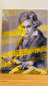 (HCM)Tranh treo tường nhạc sĩ Beethoven Mozart trang trí lớp học nhạc phòng thu âm kèm đinh treo