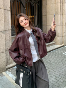 Ankela Womens Red Leather Jacket Biker Style Spring Autumn New American Cool And Wild Pu Leather Coat Motorcycle Clothes