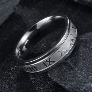 Cincin Romawi Stainless Steel Anti Karat Emas Hitam Silver