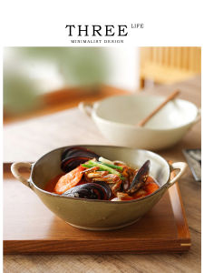 THREE LIFE | Microwave Safe Retro Ceramic Noodle Bowl