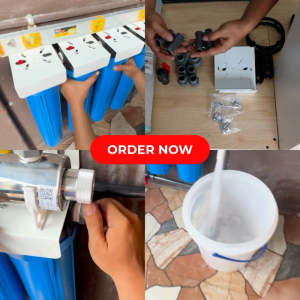 4 Stage 20" Slim Type Deepwell Water Filtration System with 6GPM 25W UV Light UPVC Fittings