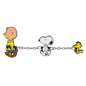 Bandai | Snoopy With Chain Badges Enamel Pins Cartoon Brooch Lapel Pins for Backpack Clothes Badge Cute Fans Gifts