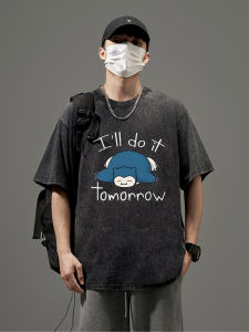 DIEYIN | Water-washed Retro Loose Fit T-shirt Cotton Student Summer