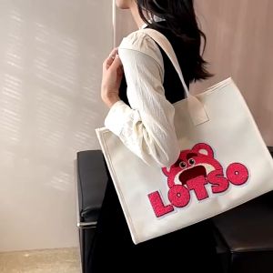 Túi gấu dâu Lotso túi xách gấu dâu túi canvas gấu dâu cute dễ thương thời trang phong cách Hàn Quốc - Life Style 4U