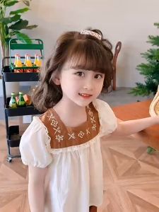 X BABY Setelan Anak Perempuan Set Anak Cewek Lengan Pendek Katun Polos U-Neck Kasual Style 1-4 Tahun