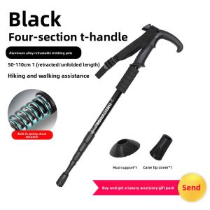 Anti-Slip Folding Trekking Poles Outdoor Climbing Walking Aid for Men And Women Carbon Tungsten Steel Tip Shock Absorption System
