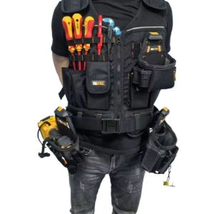 TOOLSTACK Multifunctional Tool Vest Storage Waistcoat Outdoor Durable Construction Work Vest Adjustable Buckle