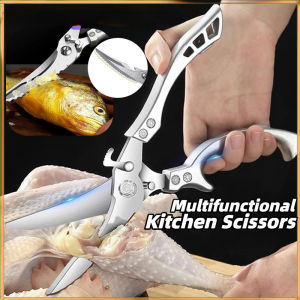 Heavy Duty Stainless Steel Chicken Bone Scissors Sharp For Meat Scrape Fish Scales Multipurpose Food Scissors for Kitchen
