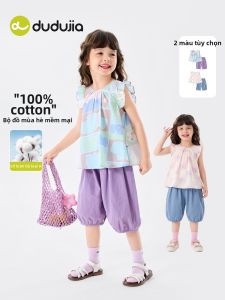 DUDUJIA | Bộ Quần Áo Mỏng Cho Bé Gái 100% Cotton