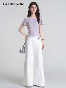 La Chapelle | Back Lace-Up Hollow Out Fitted T-Shirt