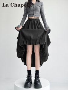 La Chapelle | Gray Wool Blend Pleated A-Line Skirt