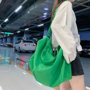 Large Capacity Nylon Fitness Bag Womens Single Shoulder Crossbody Bag Waterproof Casual Dumpling Shape Soft Handle Tote Bag