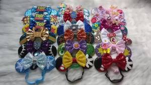 HEROCRSS Rapunzel Adjustable Elastic Headband for Women Chameleon Sun Flower Ears Nylon Headbands Kids Sequins Bow Hairband Girl