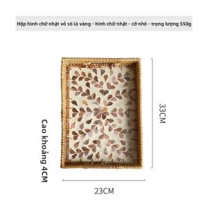 Giỏ Trái Cây Sang Trọng Bắc Âu Màu Sắc Từ Rattan Và Sò Đất Handmade
