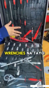 REAIM 85/187Pcs Heavy Duty Motorcycle and Car Tool Set with Wrenches Sockets and Portable Carrying Case