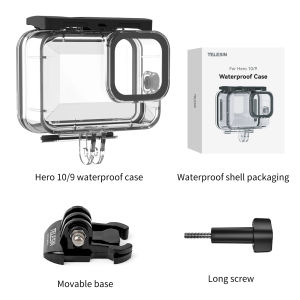 TELESIN 60M Waterproof Case For GoPro Hero 13 12 11 10 9 Underwater Diving Housing Cover With Filter Action Camera Accessories