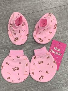 Mintuu Bao Tay Bao Chân Bé Sơ Sinh 0-3 Tháng Chất Vải Cotton 100% Mềm Mại Họa Tiết Thú Cưng Set