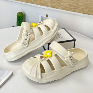 New Korean Style Cute Cartoon Slip On Sandals For Women Lightweight Soft Sole Comfort Flat Casual Women Outdoors Beach Sandals