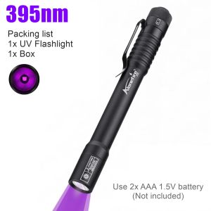 Alonefire | Mini UV 365nm/395nm Pen Led Flashlight Blacklight Portable Nail Torch Cat Dog Pet Urine Tinea Money Porcelain Jade Scorpion Lamp