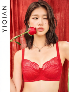 Slimming Large Chest Thin Bra Full Cup Red