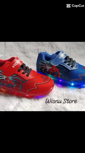 sepatu SNEAKERS anak laki laki nyala LED SPIDERMAN