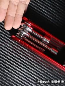 Portable Multifunctional Socket Wrench Set 5-12mm 6-in-1 Combination Chrome Vanadium Steel Ergonomic Aluminum Handle Rust-Resistant HRC55
