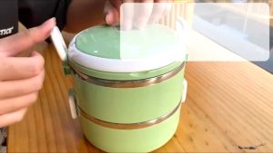 2 Layer Eco-Friendly Sealed Stainless Steel Insulated Thermal Lunch Box For Kids/Adults