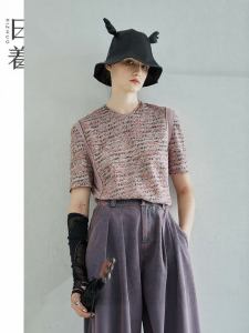 Original Design Loose Striped Round Neck Short Sleeve T-Shirt