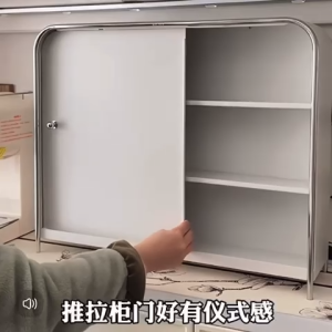 ❣️SPACEIDEAS❣️ Metal Height Adjustable Sliding Door Kitchen Rack Kitchen Shelf Desktop Rack Desktop Shelf Cosmetics Holder Cosmetics Stand Perfumes Holder Perfumes Stand Perfume Rack Perfumes Shelf Seasoning Rack Makeup Rack Cup Rack Cup Holder Cup Stand