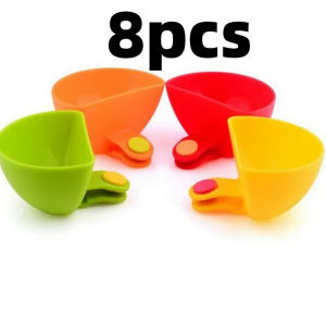 4/8PCS Dip Clip Bowls Assorted Colors Multi-purpose Tomato Sauce Vinegar Seasoning Container  Kitchen Dipping Bowl Sauce Holder