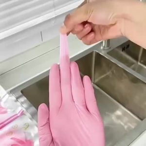 XS/S/M/L Pink Nitrile Gloves Disposable Elastic Latex Free Household Gloves for Women Cooking Kitchen Cleaning Salon Esthetician