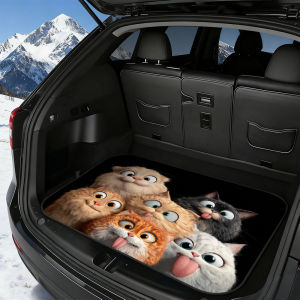 VIKAMA Fun Cartoon Plush Kitten Trunk Mat Wear-Resistant and Stain-Resistant Car Trunk Liner Universal Car Trunk Protector